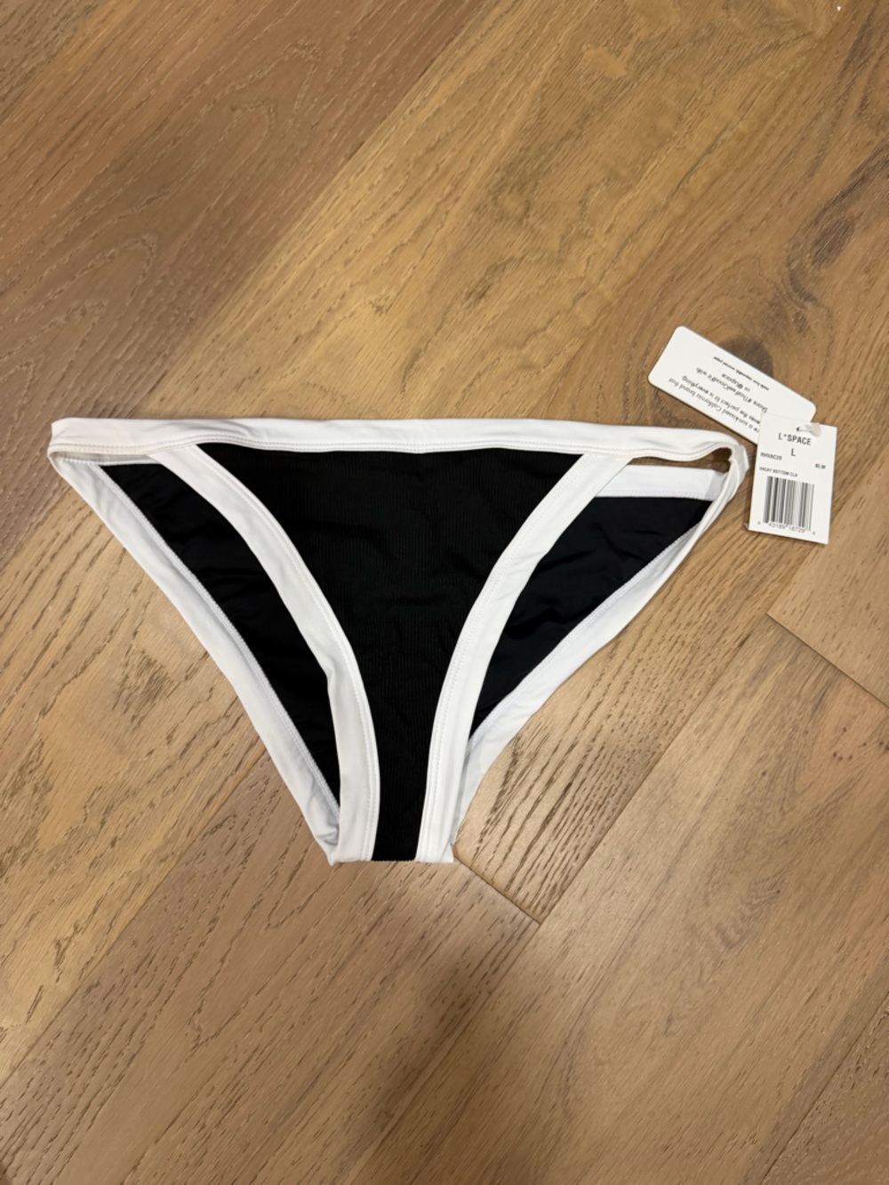 l*space Black Bikini Bottom with White Trim NWT